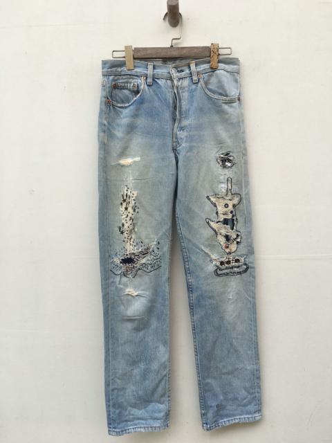Other Designers Vintage - Vtg Levis Usa Ripped Distressed Customade Jeans