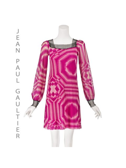 Jean Paul Gaultier JPG SOLIEL Magenta and White Mesh Mini Dress