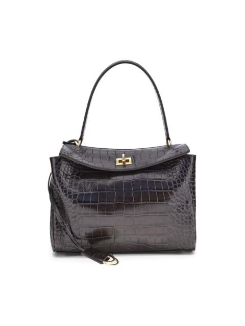 BALENCIAGA medium crocodile-effect shoulder bag