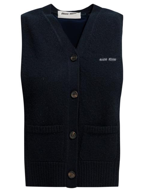Miu Miu Miu Miu Cashmere Vest With Logo