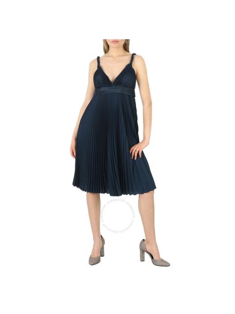 Burberry Ladies Ink Blue Empire-Line Pleated Dress