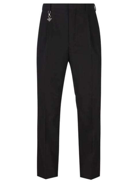 Prada Prada Men Charm-Detail Cotton Tapered Trousers