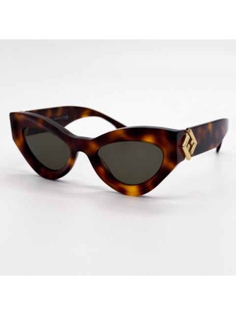 FENDI NEW FE40146I 53N FENDI WOMEN CAT EYE HAVANA SUNGLASSES FENDI
