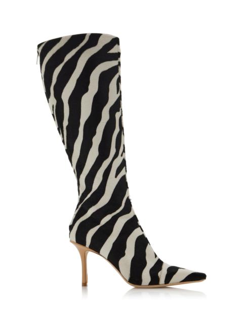 JIMMY CHOO x Conner Ives Gloria Zebra-Print Pony Hair Knee Boots animal