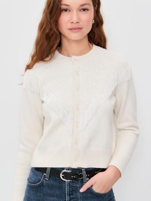 THE GREAT. The Beaded Fringe Cardigan