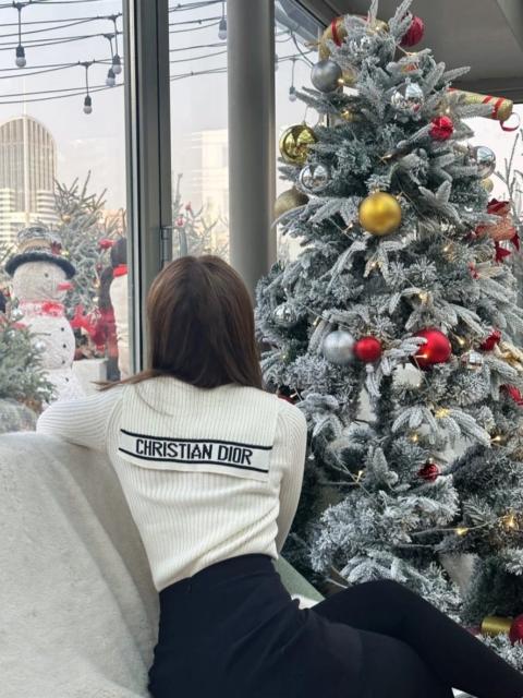 Dior Dior Fall 2024 navy collar embroidered letter knit top