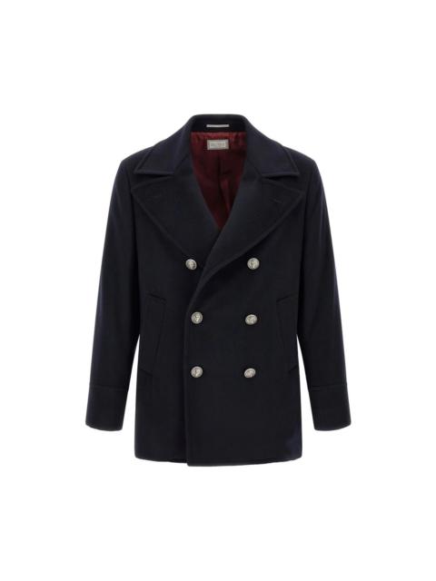 Brunello Cucinelli BRUNELLO CUCINELLI Peacoat Blue Wool Coat New & Authentic (M