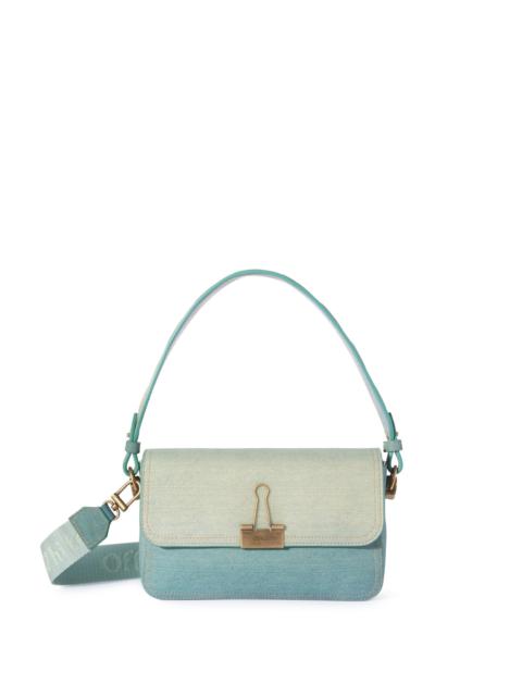 Off-White Light Blue Denim Leather Binder Shoulder Bag