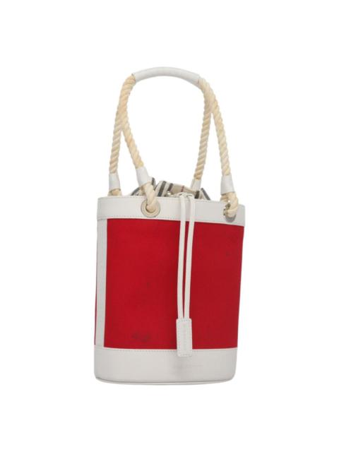 Burberry Burberry Blue Label Hand Bag Canvas Leather Red White Silver