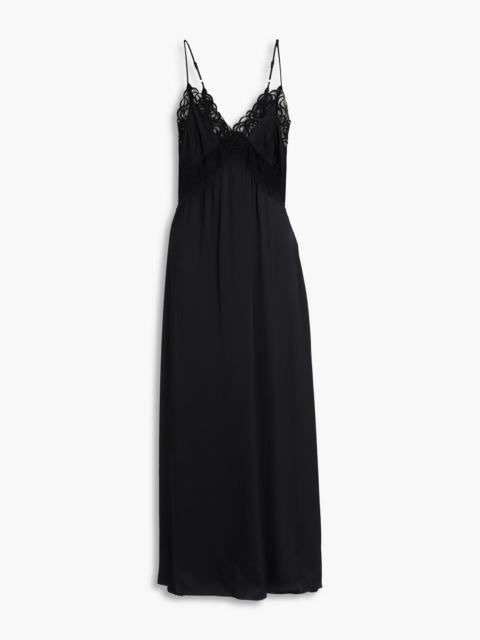 Sandro Guipure lace-trimmed satin midi slip dress