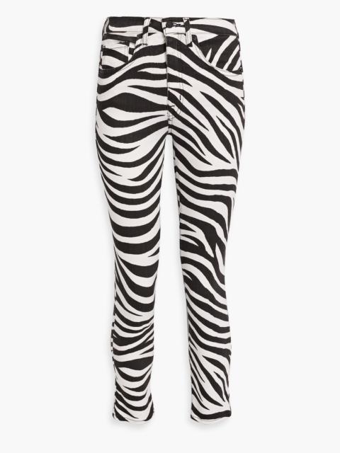 NILI LOTAN Zebra-print mid-rise slim-leg jeans