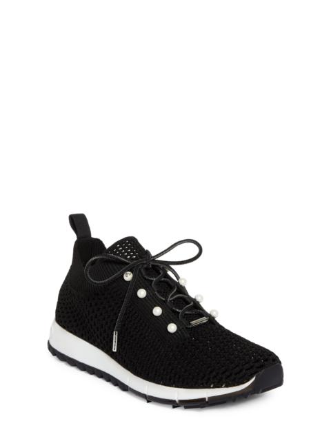 JIMMY CHOO Jimmy Choo Veles Imitation Pearl Knit Sneaker in X Black Mix at Nordstrom