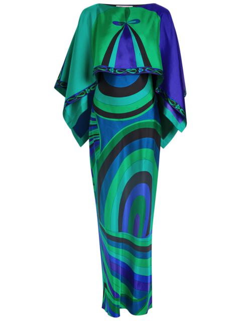 PUCCI Pucci Iride Cape-effect Silk-twill Maxi Dress
