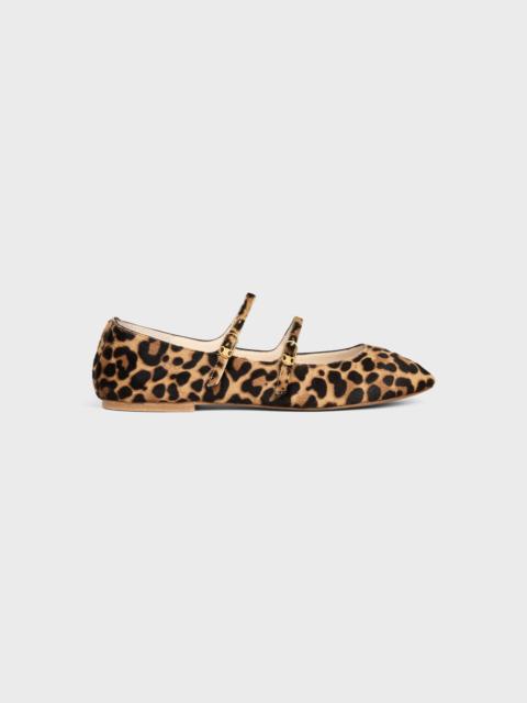 CELINE LES BALLERINES CELINE DOUBLE STRAP BALLERINA  IN LEOPARD PRINTED HAIRY CALFSKIN