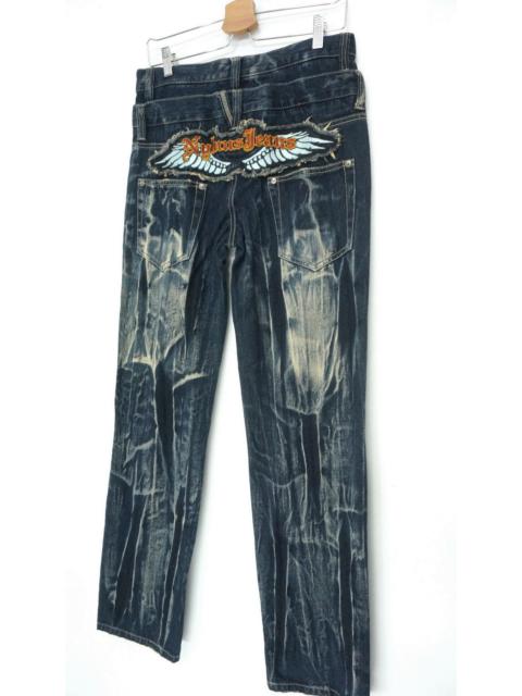 Other Designers Vintage - Rare Vtg NYLAUS Double waist Acid Wash Spellout Emb Jeans