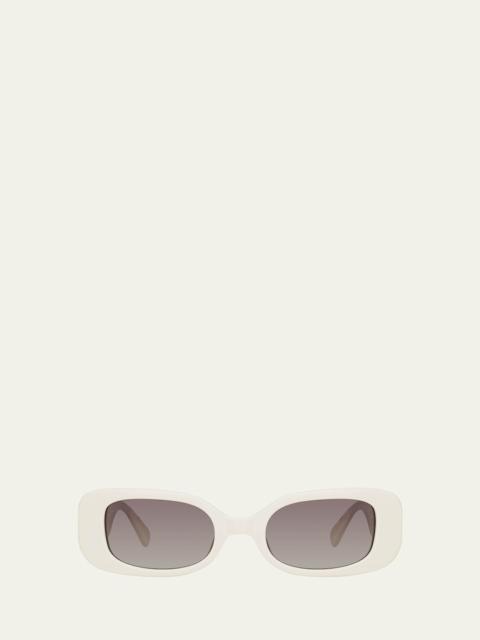 LINDA FARROW Lola Rectangle Acetate & Nylon Sunglasses