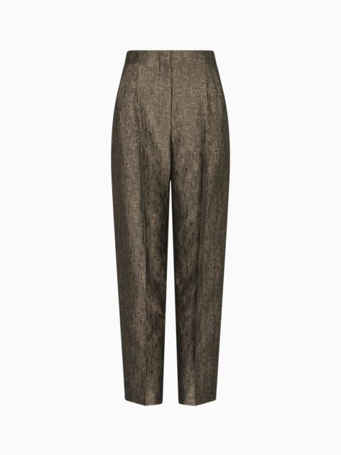 GIORGIO ARMANI JACQUARD SILK AND WOOL SINGLE-PLEAT TROUSERS