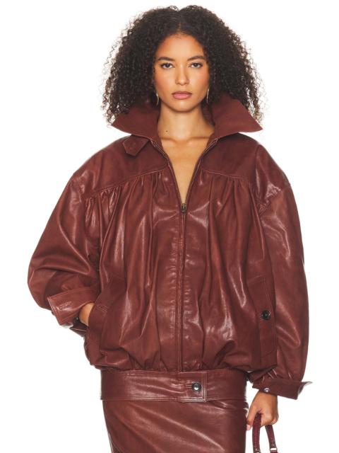 HELSA The Shirred Oversized Leather Jacket