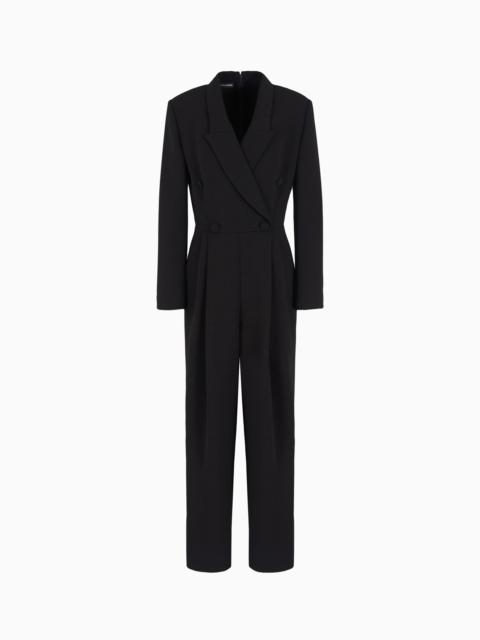 EMPORIO ARMANI Two-piece effect jumpsuit with technical crêpe lapels