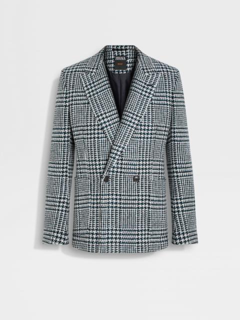 ZEGNA WHITE DARK GREEN AND BLACK WOOL AND CASHMERE JACKET