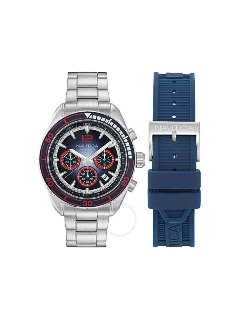 Other Designers Nautica Key Biscane Chronograph Quartz Blue Dial Men's Watch Box Set NAPKBF302
