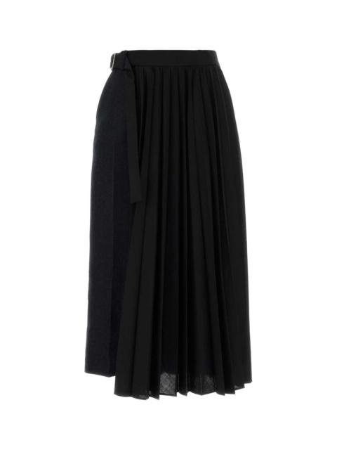 sacai Sacai Women Two-Tone Wool And Twill Skirt