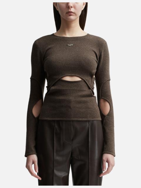 lesugiatelier CUT-OUT WOOL AND CASHMERE BLEND TOP