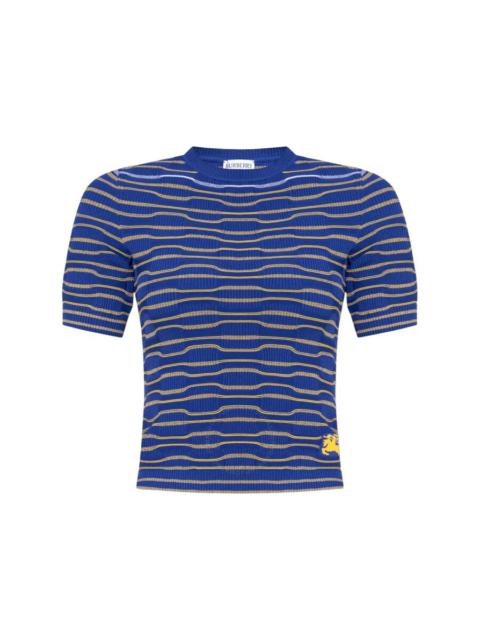 Burberry Striped Cotton Blend Cropped Top