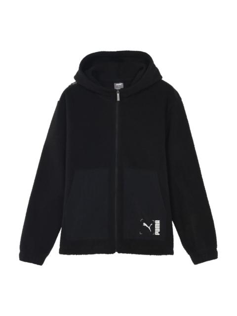 PUMA lamb's wool Zipper Hooded Jacket Black 586607-01