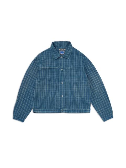 Story mfg. Sundae Jacket - Indigo Mud Check (Blue in Green Exclusive)