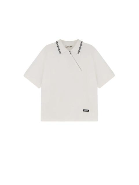 Miu Miu MIU MIU White Zip Cotton Polo Shirt New & Authentic (Women's