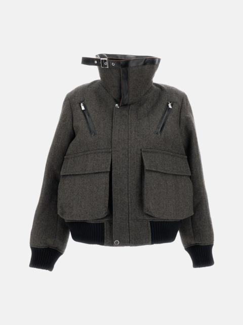 sacai Sacai Women Herringbone Puffer Bluson