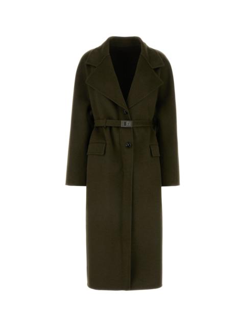 FERRAGAMO Olive green wool blend coat