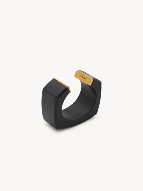 SAINT LAURENT GEOMETRIC CUFF IN LEATHER AND METAL