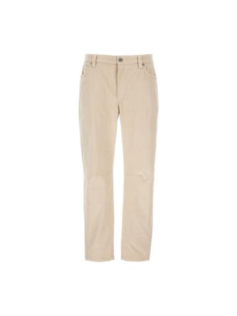 Brunello Cucinelli Brunello Cucinelli Cream Corduroy Straight-Leg Trousers
