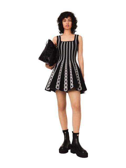 maje maje Mini jacquard knit dress in White /Black at Nordstrom