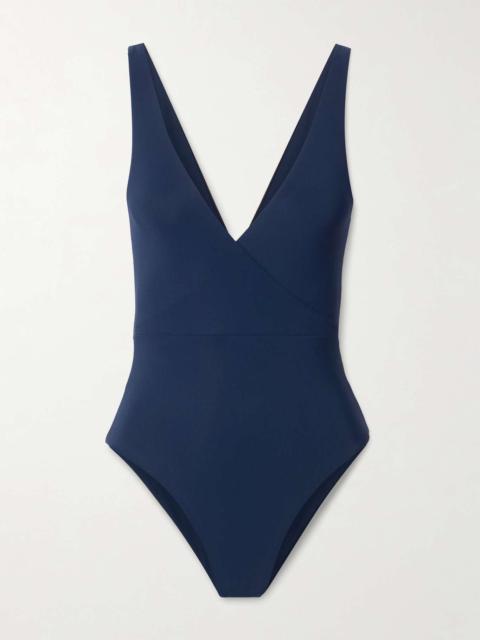 Trentaquattro wrap-effect swimsuit Navy