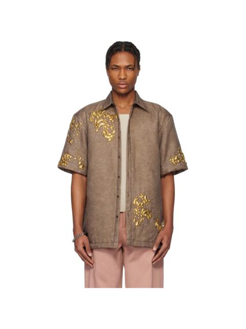Dries Van Noten Brown Graphic Hardware Shirt