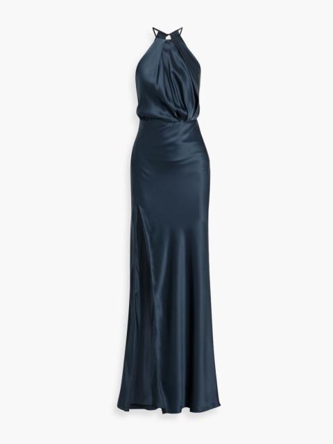 Other Designers Draped cutout silk-satin gown