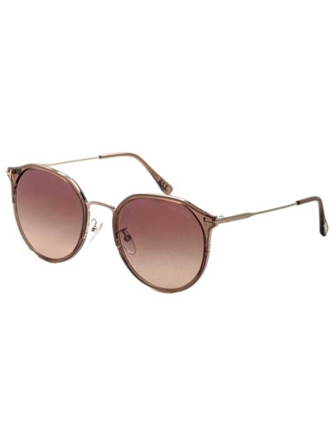 TOM FORD Tom Ford Brown Gradient Round Ladies Sunglasses FT0897-K 45F 55