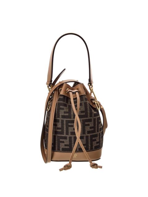 FENDI FENDI Mon Tresor Mini FF Jacquard & Leather Bucket Bag