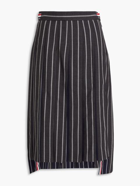 Thom Browne Pleated striped wool midi skirt