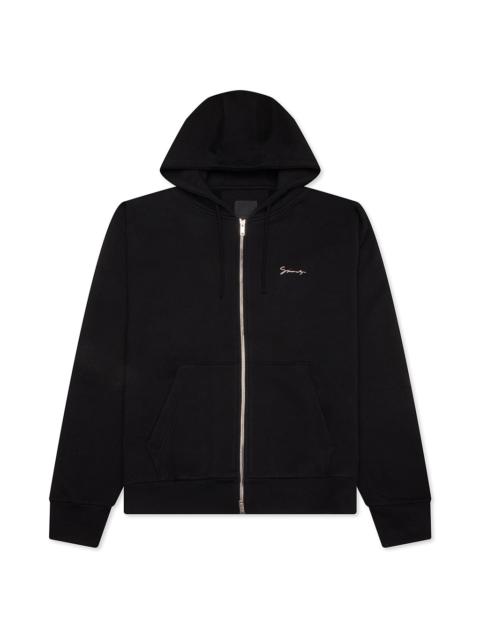 Givenchy FLEECE ZIPPED HOODIE WITH HUBERT OBJECTS PRINT- BLACK
