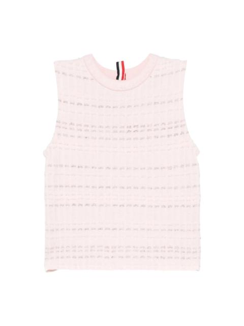 Thom Browne Seersucker Knit Tweed Jacquard Shell Top Women