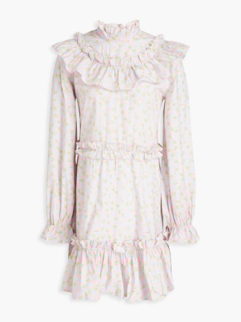 GANNI Ruffled floral-print cotton mini dress