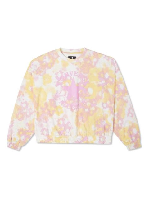 Converse (WMNS) Converse Washed Floral Cotton Crew Neck Shirt 'Pink' 10023196-A01