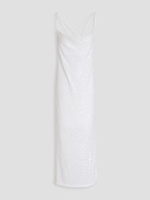 ROTATE Sequined ribbed-knit midi dress