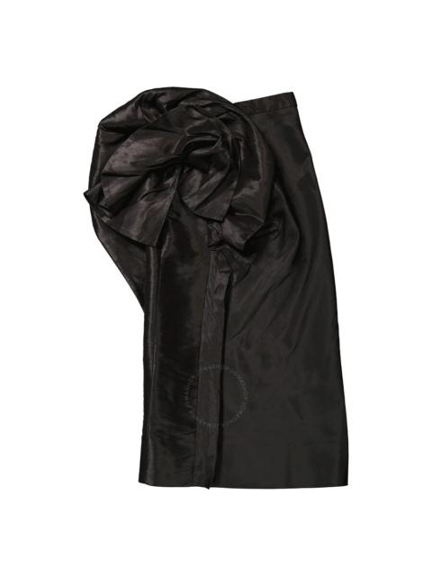 Maison Margiela Ladies Black Floral-Detail Midi Skirt