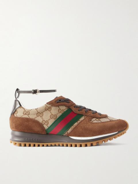 GUCCI Re-motion Suede, Canvas-jacquard And Patent-leather Sneakers