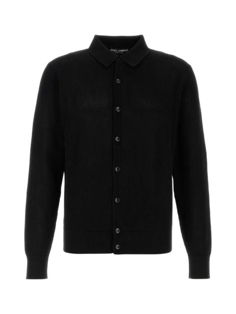 Dolce & Gabbana Men Black Mesh Cardigan